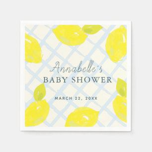 Serviette En Papier Baby shower bleu citron peint à la main