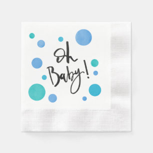 Serviette En Papier Baby shower bleu clair Polka Dot