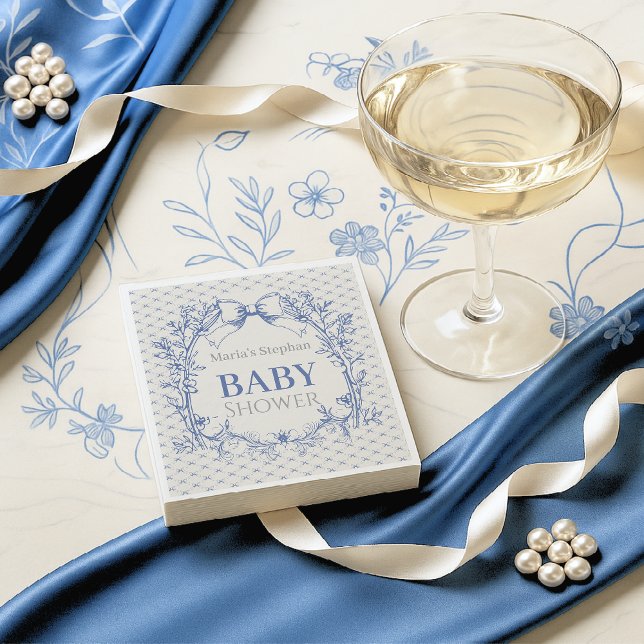 Serviette En Papier baby shower bleu Coquette vintage (Créateur téléchargé)