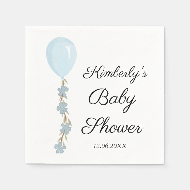 Serviette En Papier Baby shower Bleu Cute (Devant)