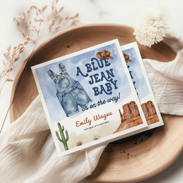 Serviette En Papier Baby Shower Bleu de Denim (Créateur téléchargé)