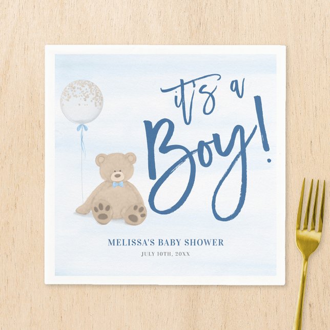 Serviette En Papier Baby shower Bleu de l'ours en peluche (Créateur téléchargé)