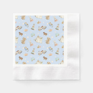 Serviette En Papier Baby shower Bleu Jouets Vintages Coin Cocktail