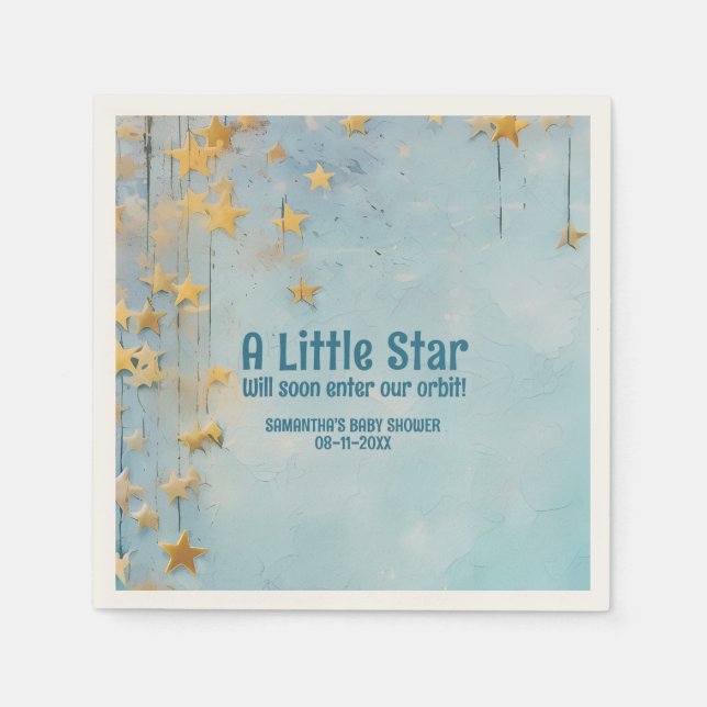 Serviette En Papier Baby shower bleu Little Star (Devant)