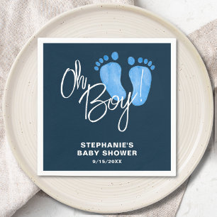 Serviette En Papier Baby shower bleu marine Oh Boy moderne