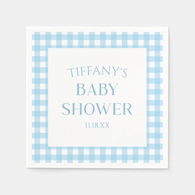 Serviette En Papier Baby shower bleu minimaliste minimal (Devant)