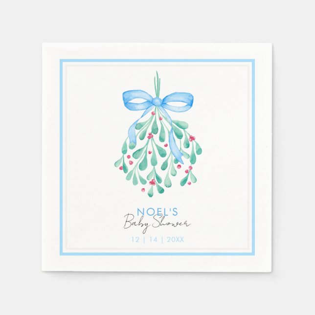 Serviette En Papier Baby shower bleu Mistletoe (Devant)
