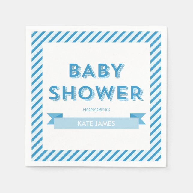 Serviette En Papier Baby shower bleu moderne (Devant)