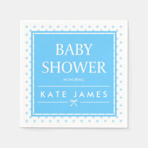 Serviette En Papier Baby shower bleu pois et carbone