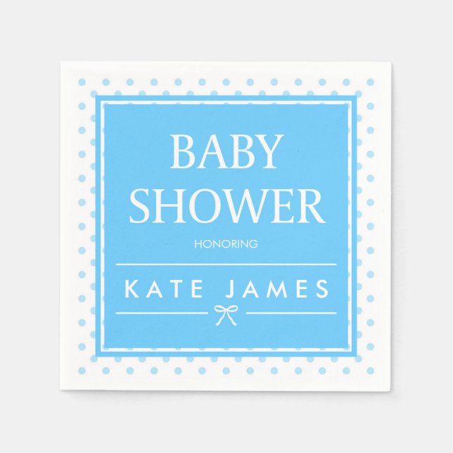 Serviette En Papier Baby shower bleu pois et carbone (Devant)