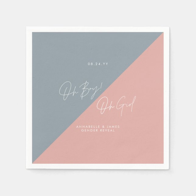 Serviette En Papier baby shower bleu, sexe révéler (Devant)