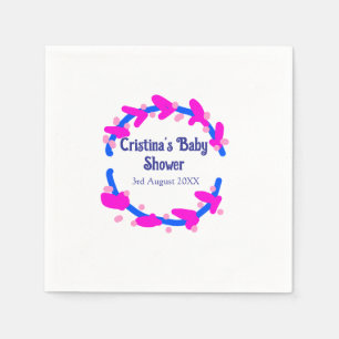 Serviette En Papier Baby shower bleu violet courroie fleurie boho ajou