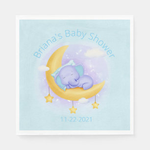 Serviette En Papier Baby shower Blue Elephant pour un garçon