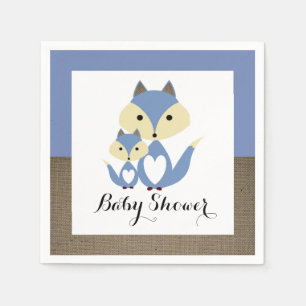 Serviette En Papier Baby shower Blue Fox Burlap