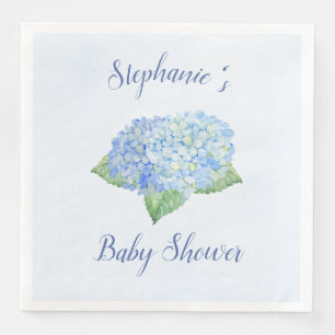 Serviette En Papier Baby shower Blue Hydrangea Personnalisé