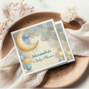 Serviette En Papier Baby shower Blue Moon et Stars