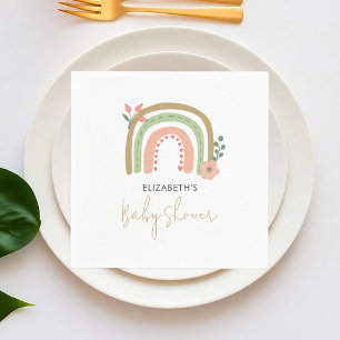 Serviette En Papier Baby Shower Bohème Arc-en-Ciel Couleurs Douces Ter