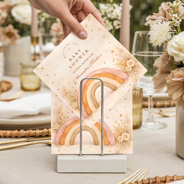 Serviette En Papier Baby Shower Bohème Arc-en-Ciel Neutre (Créateur téléchargé)
