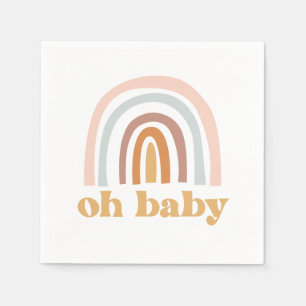 Serviette En Papier Baby Shower Bohème Arc-en-ciel rose