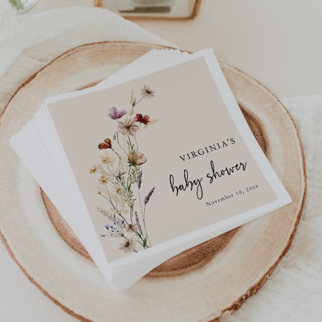 Serviette En Papier Baby shower Boho (Boho Wildflower Baby Shower Napkins by Painted Paperie
)