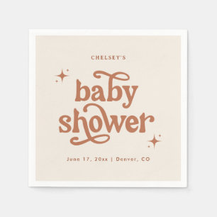 Serviette En Papier Baby shower Boho, Baby shower Retro Terracotta