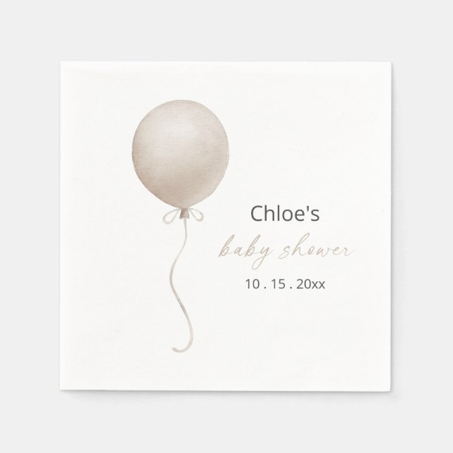 Serviette En Papier Baby shower Boho Ballot Beige Moderne (Devant)