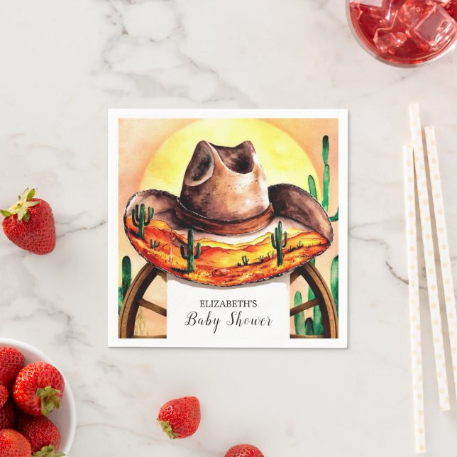 Serviette En Papier Baby shower Boho Boot Cowboy simple (En situation)