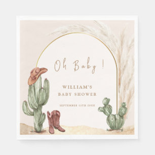 Serviette En Papier Baby shower Boho Cactus Arch Desert Cowboy