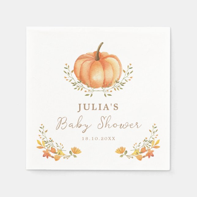 Serviette En Papier Baby shower Boho Citrouille Fall Foliage (Devant)