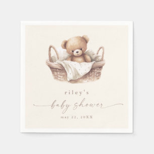 Serviette En Papier Baby shower Boho de l'ours en peluche neutre selon