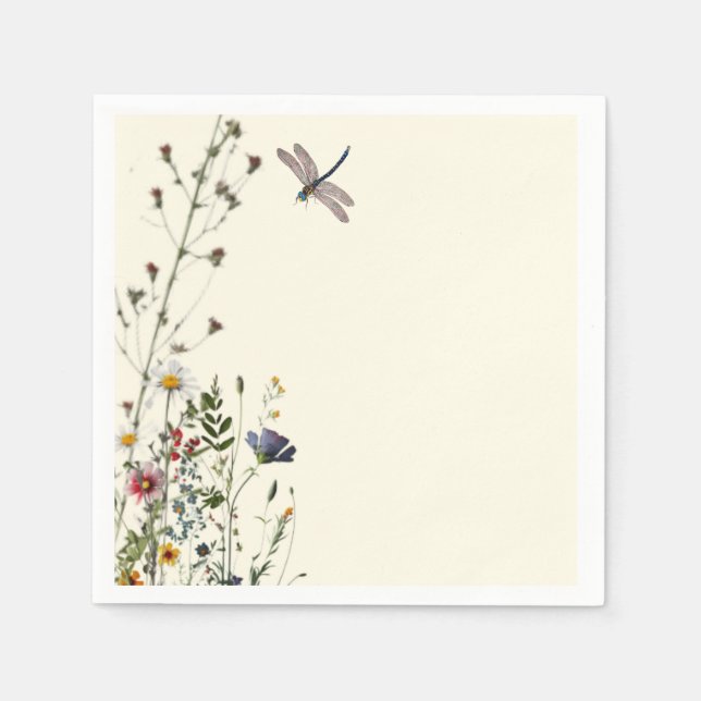 Serviette En Papier Baby shower Boho Fleur sauvage de dragonfly (Devant)