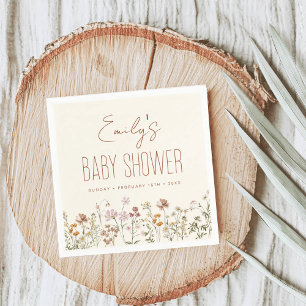 Serviette En Papier Baby shower Boho Fleur sauvage En Terracotta En Fl
