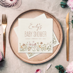 Serviette En Papier Baby shower Boho Fleur sauvage En Terracotta En Fl
