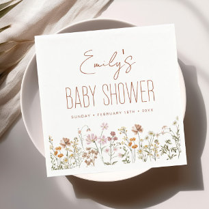 Serviette En Papier Baby shower Boho Fleur sauvage En Terracotta En Fl