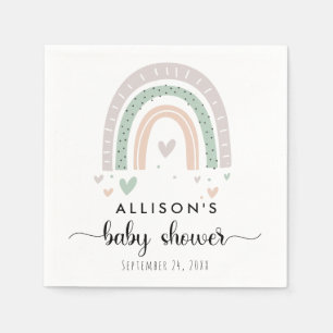 Serviette En Papier Baby shower Boho Rainbow Sage