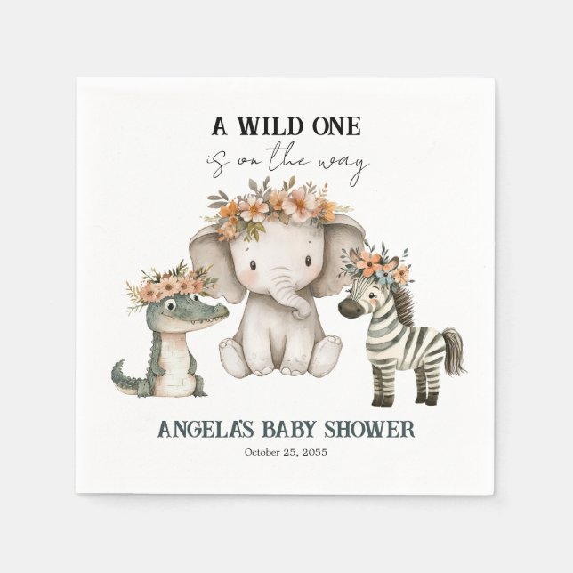 Serviette En Papier Baby shower Boho Safari (Devant)