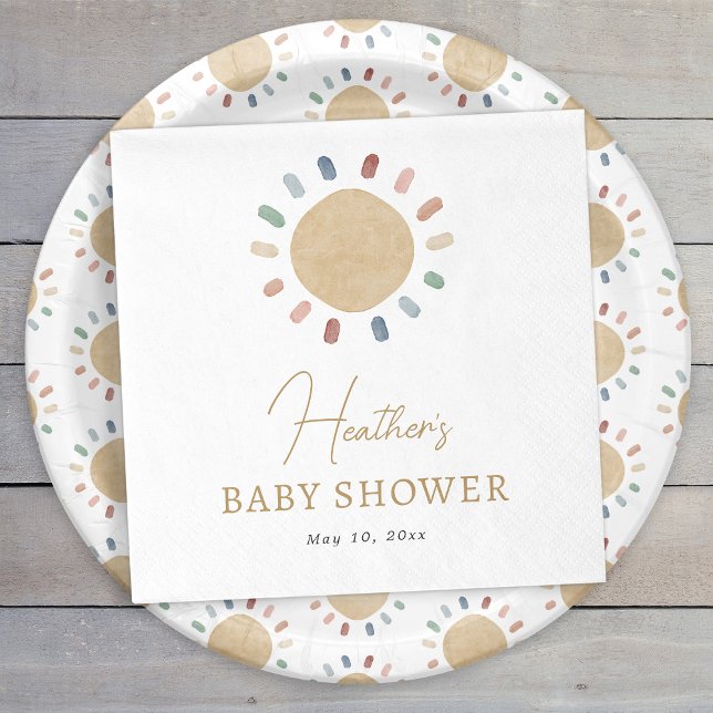 Serviette En Papier Baby Shower Boho Soleil (Boho Sun Baby Shower Napkins
)