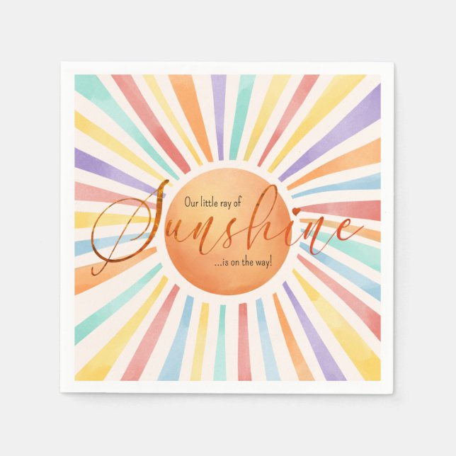 Serviette En Papier baby shower Boho Sun 'Little Ray of Sunshine' (Devant)