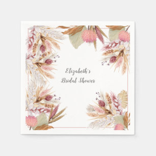 Serviette En Papier Baby Shower BOHO Terre cuite Herbe de Pampas Blé