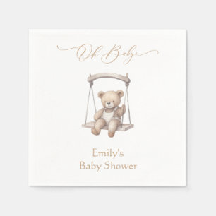 Serviette En Papier Baby shower Boho Vintage Teddy Bear