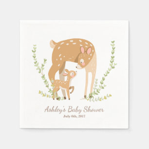 Serviette En Papier Baby shower boisé Little Deer Paper Napkin