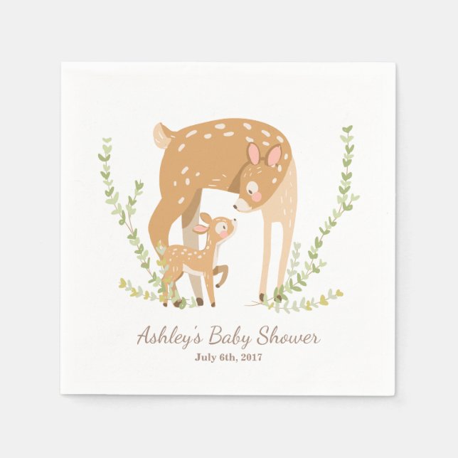 Serviette En Papier Baby shower boisé Little Deer Paper Napkin (Devant)