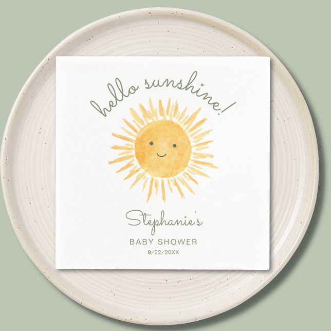 Serviette En Papier Baby Shower Bonjour Soleil (Créateur téléchargé)