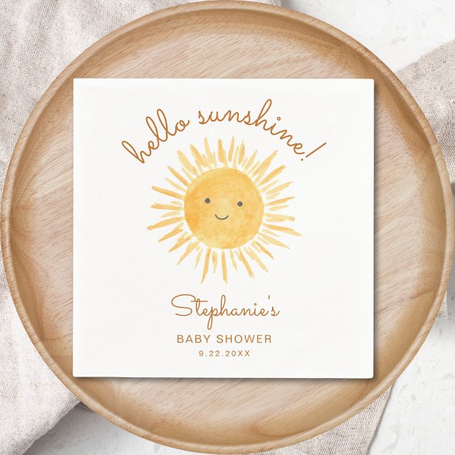 Serviette En Papier Baby Shower Bonjour Soleil (Créateur téléchargé)