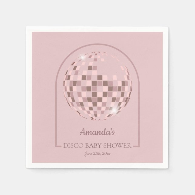 Serviette En Papier Baby shower Boogie Disco Rose (Devant)