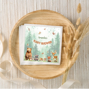 Serviette En Papier Baby shower botanique des animaux de la forêt