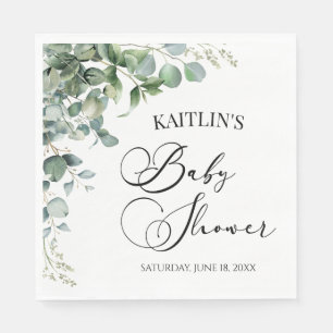 Serviette En Papier Baby shower botanique Feuille Green Eucalyptus