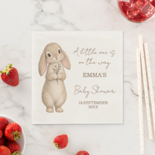 Serviette En Papier Baby Shower Botanique Lapin Vintage