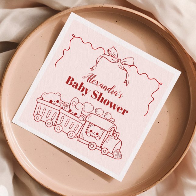 Serviette En Papier Baby shower Bow Jouets Roses (Créateur téléchargé)