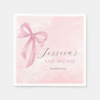 Serviette En Papier Baby shower Bow rose Aquarelle rose